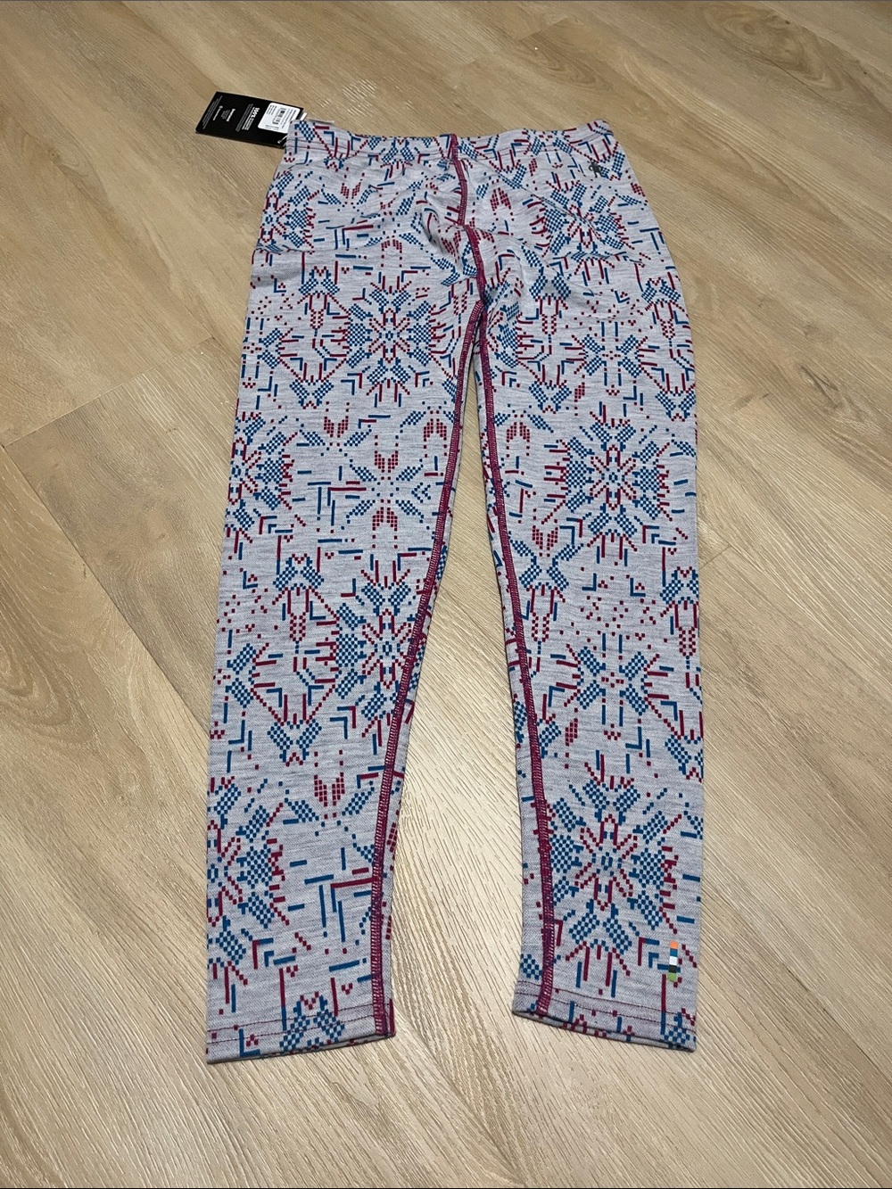 NWT Smartwool Kids Baselayer Bottoms Winter Snowflake Large